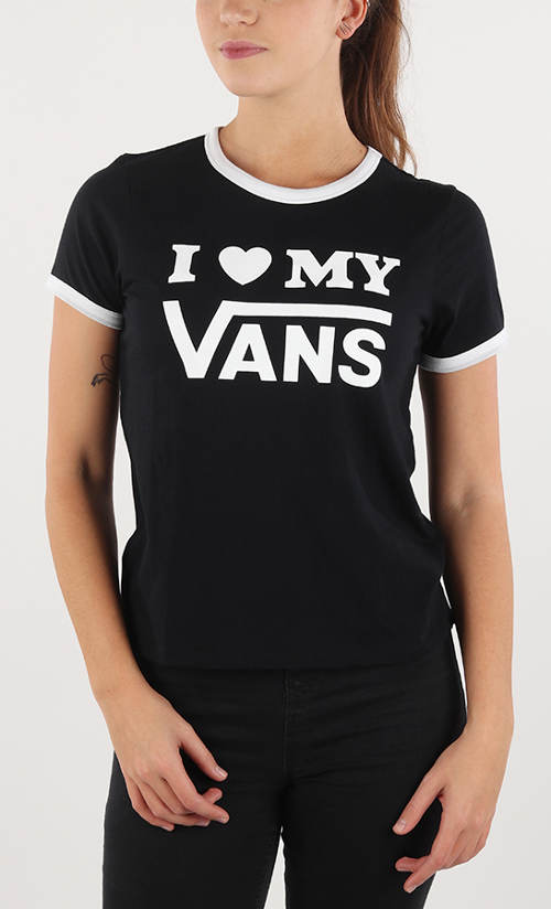 Fekete-fehér női póló I love my Vans