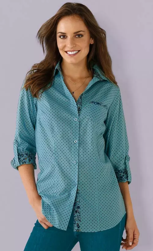 Kék pöttyös női ing