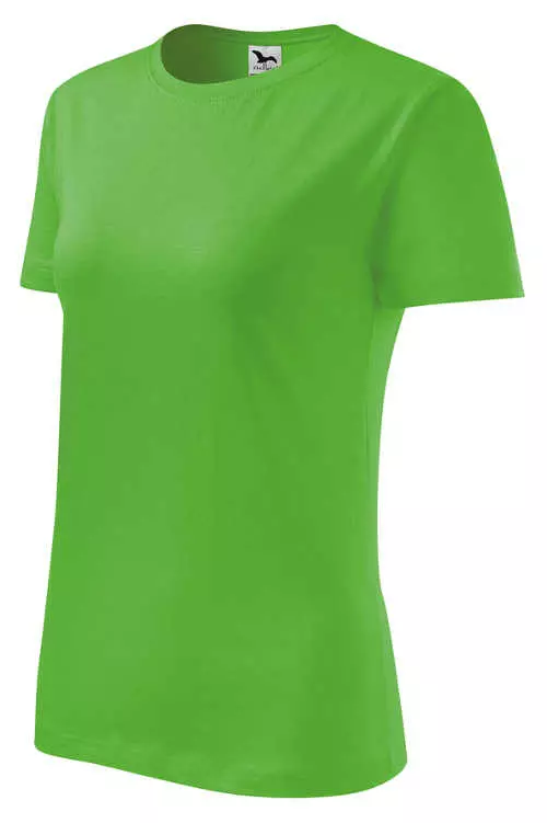Zöld női egyszínű pamut egyszínű rövid ujjú póló
