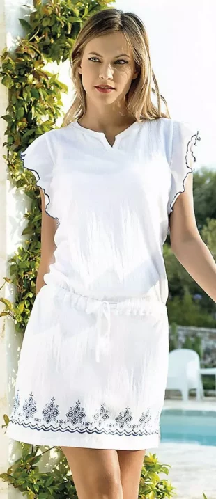 Fehér nyári pamut ruha Santorini